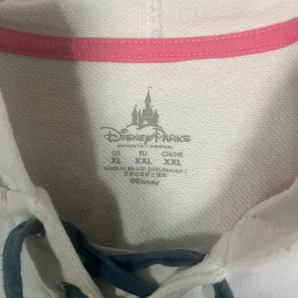 Disney White Hooded Sweatshirt with Pink Heart and Navy Accents - Picture 2 of 4